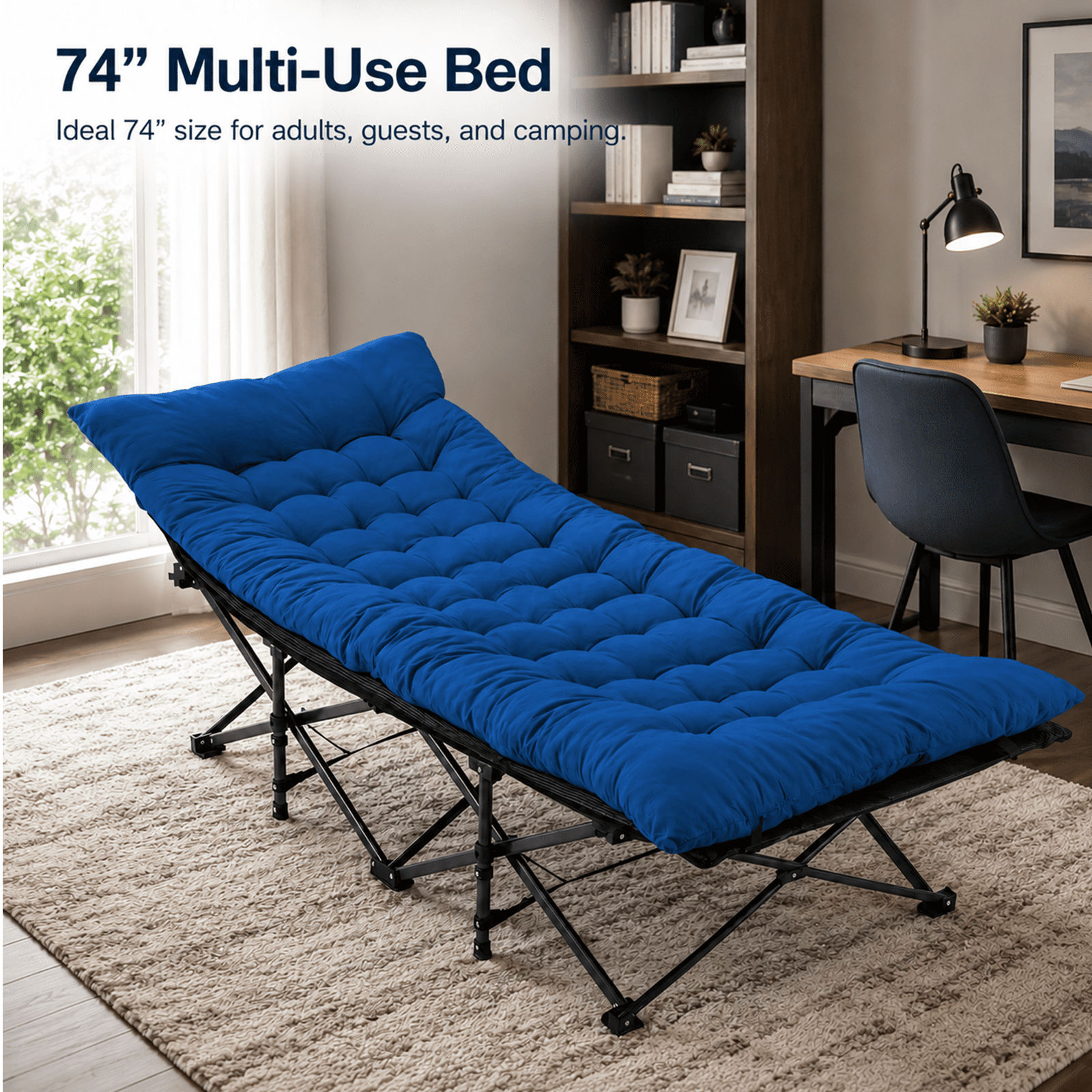 Alvantor Camping Cot, Folding Camping Cots /Mattress for Adults, Portable Sleeping Cot with Carry Bag, Portable Heavy Duty 74"x28" Bed