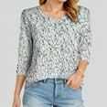 thumbnail image 4 of Godom Womens Tops Casual 3/4 Sleeve Shirts Crew Neck Loose Casual Blouses Floral Print Tshirts, 4 of 6