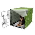 thumbnail image 2 of Floral Dog Crate Cover, Repetitive Vertical Stripes with Leaves and Polka Dots on Backdrop Art, Easy to Use Pet Kennel Cover for Medium Large Dogs, 35" x 23" x 27", Lime Green and White, by Ambesonne, 2 of 6