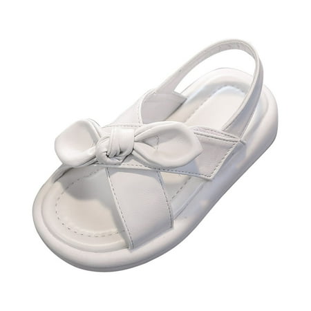 Odeerbi Girls Sandals Toddler Shoes Baby Girls Cute 2025 Fashion Solid Color Bow Non-slip Soft Sole Beach Sandals