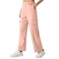 thumbnail image 3 of GIRUNS Cargo Pants For Women Wide Leg Pants Pink XL Baggy Stretchy Streetwear Pants High Waisted Casual Streetwear With Pockets Pants For Women, 3 of 7