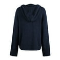 thumbnail image 2 of Defitshape Women's Long Sleeve Top Knit Cardigan Hooded Button Casual Holiday Soft Drop Shoulder Cardigan Sweater Navy Small, 2 of 4