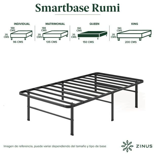 Base de Cama Queen Size Zinus Rumi De Montaje Fácil para todas las edades.