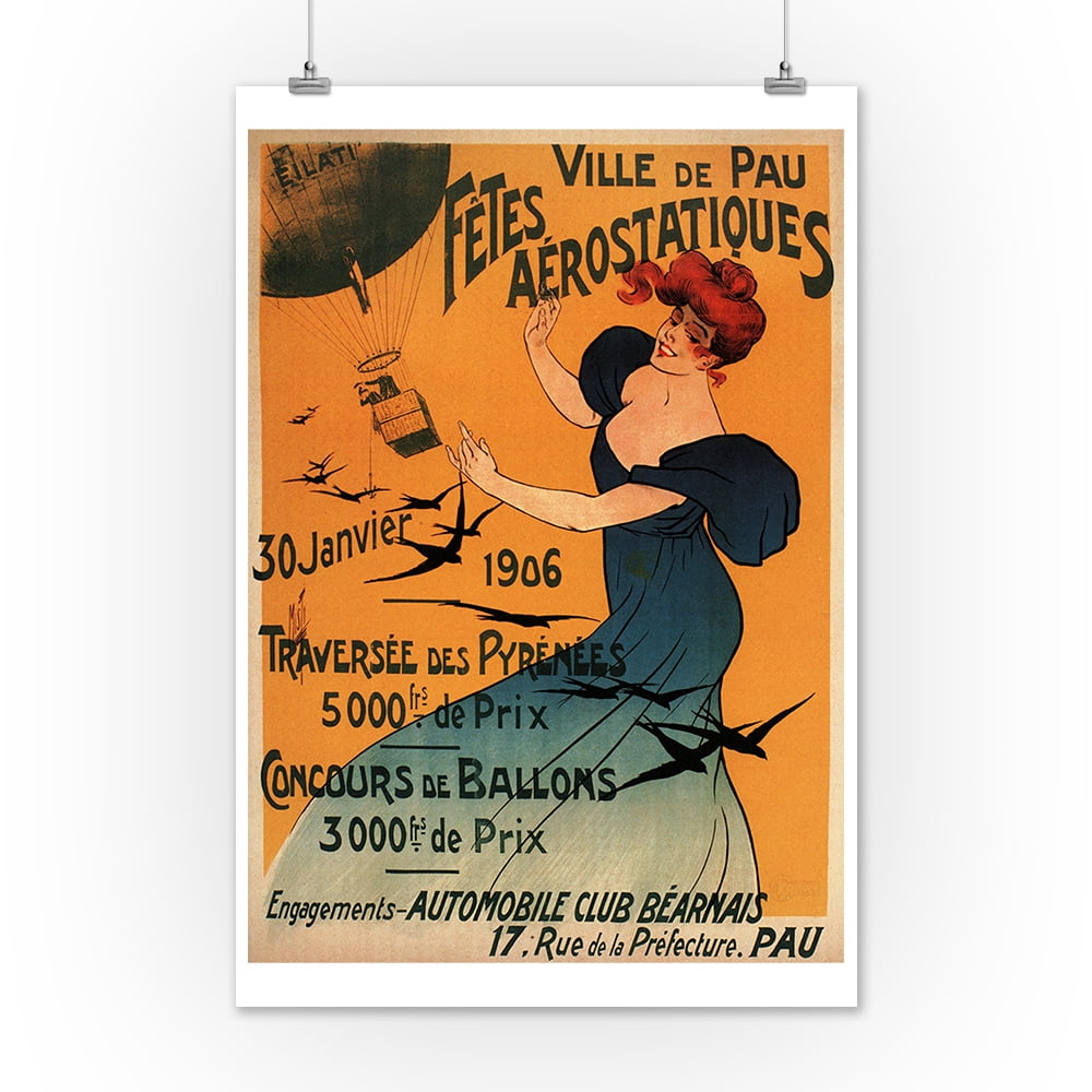 Poster Print France Wall Art Print Vintage Travel Print Pau Travel Poster Hanger Framed Print Canvas Print Wall Decor