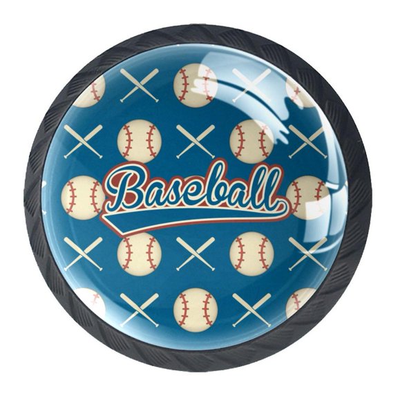 4 Pcs Baseball Knobs for Kitchen Cabinet Cupboard Dresser Bookcase Drawer Pulls Handles Round Home Decor