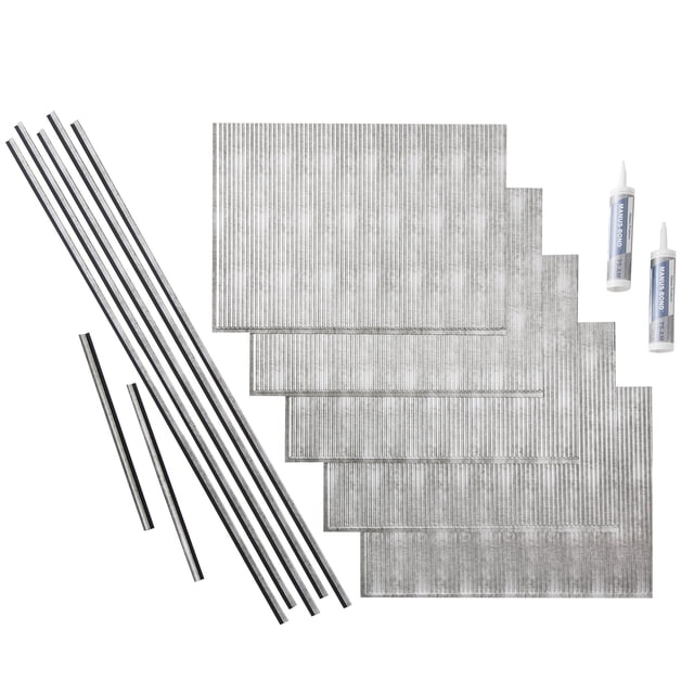 FASÄDE Rib Decorative Vinyl Backsplash 15 sq ft Kit in Crosshatch Silver