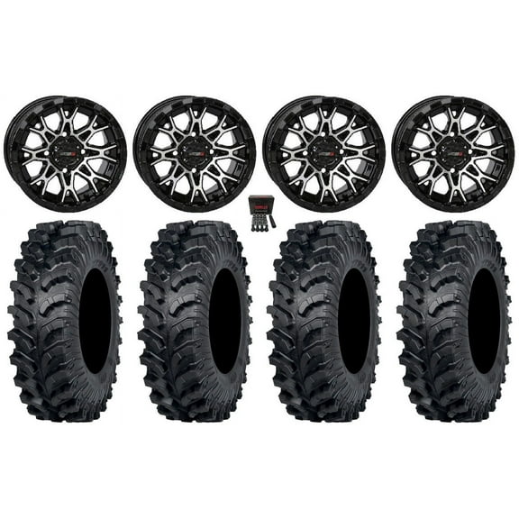 System 3 ST-6 14" Wheels Black 27" MT911 Tires Kawasaki Teryx Mule