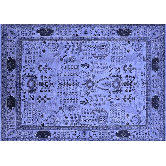 Ahgly Company Indoor Rectangle Oriental Blue Industrial Area Rugs, 2' x 3'