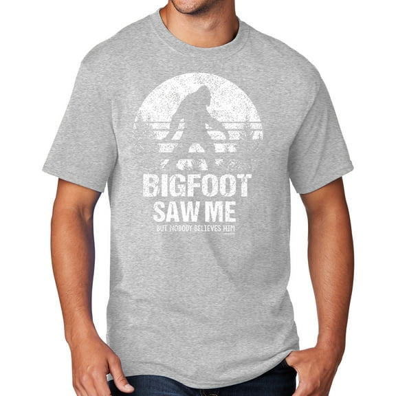Men's Bigfoot Saw Me Funny Sasquatch T-shirt, 2XL Ash Gray - TALL