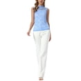 thumbnail image 2 of INSPIRE CHIC Floral Lace Tank for Women's Mock Neck Sleeveless See Through Tank Tops L Blue, 2 of 6