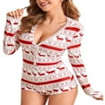 thumbnail image 4 of EIMELI Pyjama à Manches Longues Imprimé pour Femmes, Col en V, Combinaison Moulante, 4 of 5