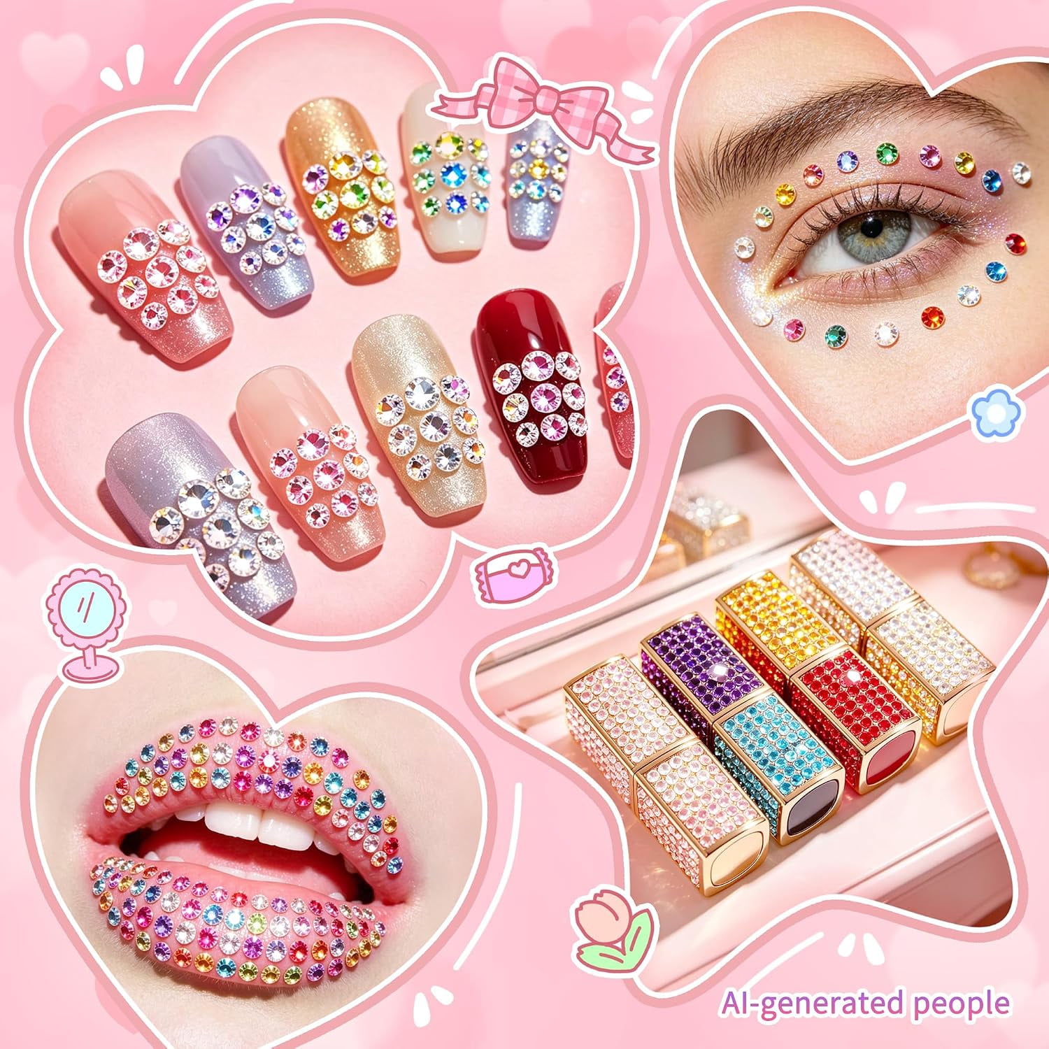 24000Pcs Bedazzling Kit, 24 Colors Bedazzler Kit with Rhinestones | Complete Bedazzle Kit with 3mm Vibrant Sparkling Flatback Gems, B7000 Jewelry Glue & Tools for Crafts, Nails, Teens & Adults