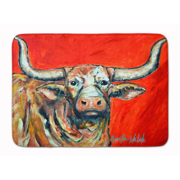 Carolines Treasures MW1281RUG See Red Longhorn Cow Machine Washable Memory Foam Mat 19 X 27" multicolor