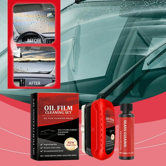 Glass Cleaning Board Set Automotive Oil Film Cleaning Brush Set Universal Glass Cleaning Wipe Board Glass Coating for Windshield Water With Oil Film Cleaning (120ml+30ml)