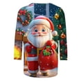 thumbnail image 6 of successthop Christmas Top Women Ugly Graphic Santa Plus Size 3/4 Sleeve Clothe Oversized Crewneck Trendy Shirts, 6 of 6