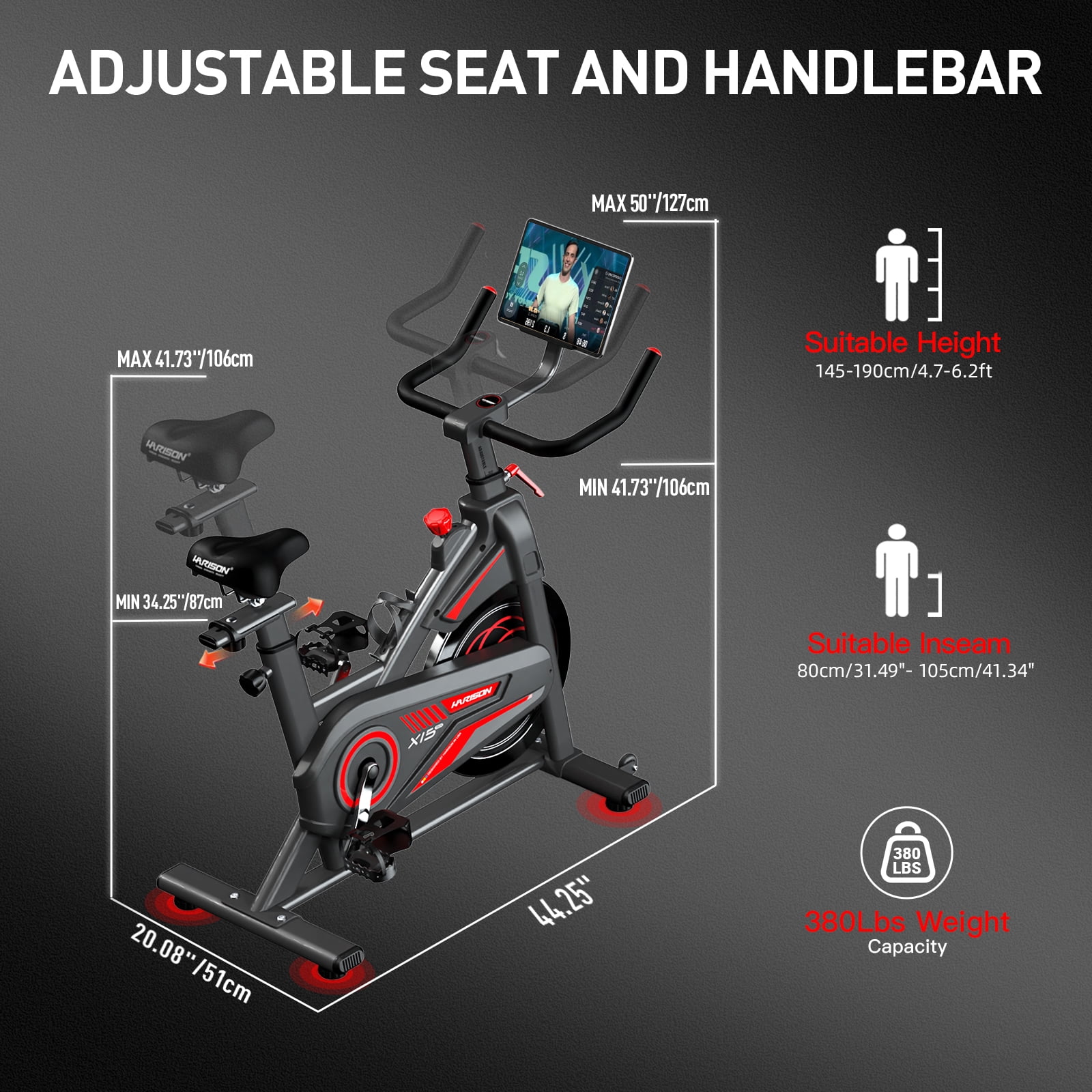 HARISON Magnetic Exercise Bike for Home, Stationary Bike with Tablet Holder, 350 LBS Capacity, Bluetooth APP
