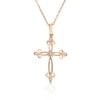 Cross Necklace 1/15 ct tw Diamonds 10K Rose Gold