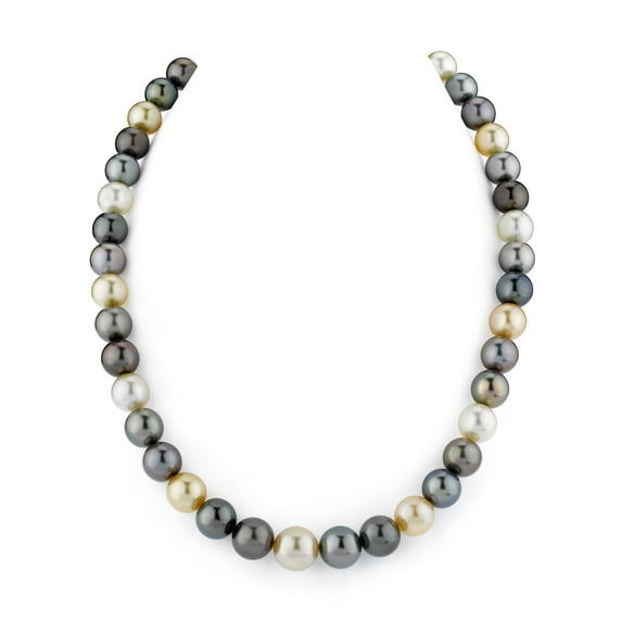 14K Gold 9-11mm Tahitian & Golden South Sea Multicolor Cultured Pearl Necklace - AAAA Quality, 16" Length