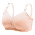 thumbnail image 5 of CFLVAEK Cotton Nursing Bras for Women Lightly Button Front Closure Maternity Bralettes Push Up Pregnancy Bra Ultra Comfortable Wireless Sleep Bras Khaki L, 5 of 5