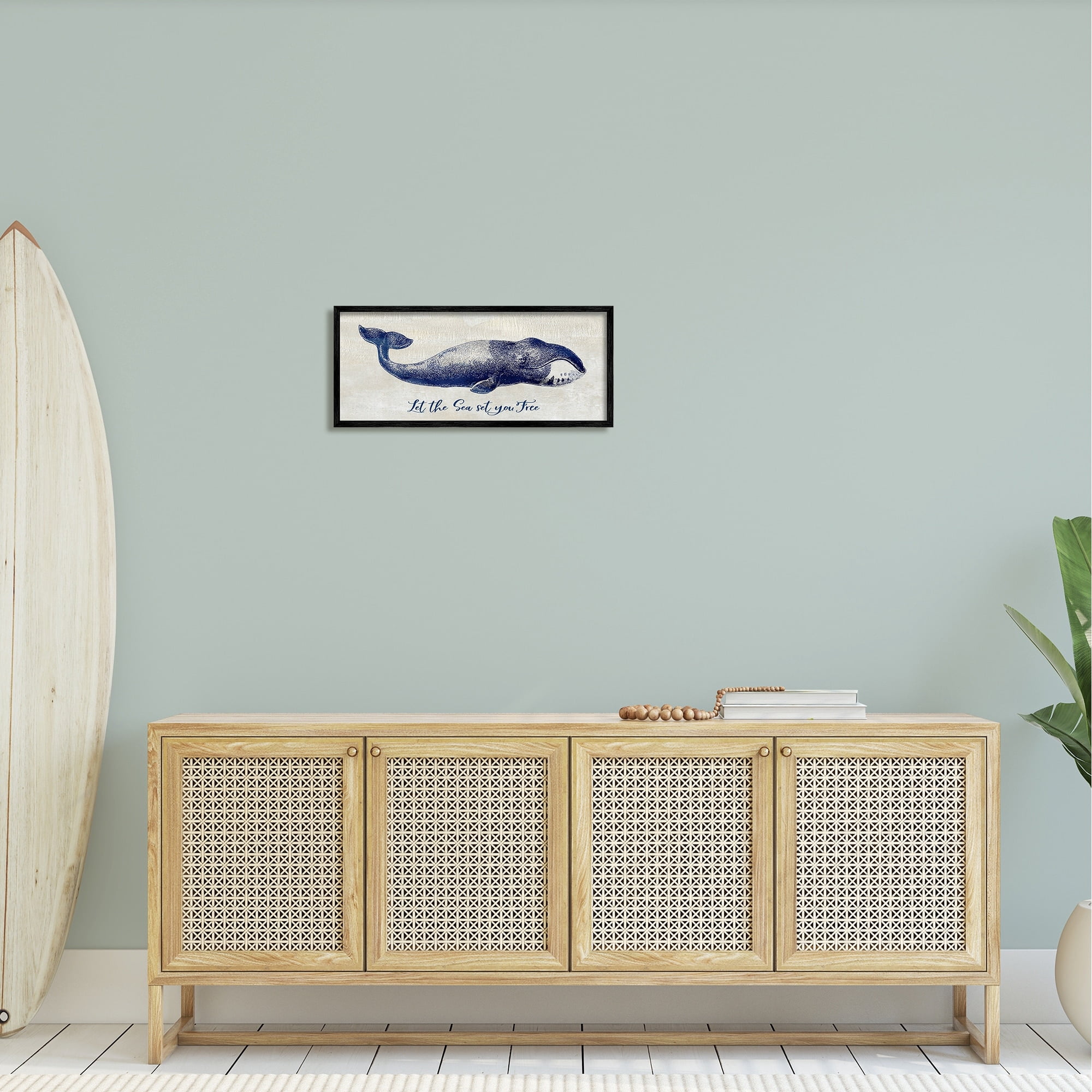 Stupell Industries Uplifting Nautical Sea Quote Detailed Whale Imagery Graphic Art Black Framed Art Print Wall Art, Design by Susan Jill