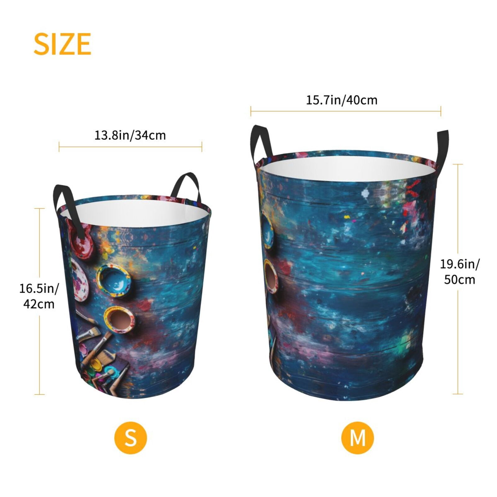 Large Laundry Basket with Handles - Abstract Colorful Art Supplies Kids Baby Dirty Clothes Laundry Hamper for Bedroom Aesthetic