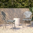 thumbnail image 6 of BizChair Set of 2 Indoor/Outdoor Commercial Bistro Stacking Chair, Black Textilene Back and Seat, Bamboo Print Aluminum Frame in Light Natural, 6 of 12