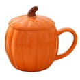 thumbnail image 3 of Ceramic Pumpkin Mug with Lid, 14oz Coffee Mug for Fall & Autumn, Cute Coffee Cup for Tea and Hot Cocoa, Microwave Safe Novelty Gift for Women, Friends, and Family, 3 of 5