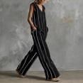 thumbnail image 4 of Levmjia Women Sets 2 Piece Outfits V Neck Sleeveless Striped Top High Waist Wide Leg Pants Pocket Set Summer Fashion Casual Loose Comfortable Travel Vacation Beachwear, 4 of 6