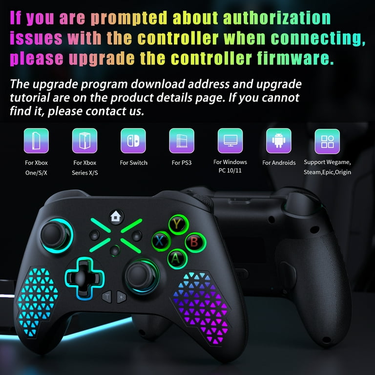 Wireless Xbox Controller for Xbox One, Xbox Series S/X, Xbox One S/X, PC,  Windows 7/8/10/11, Turbo Function, Built-in Dual Vibration, 2.4GHz  Connection, USB Charging, Rechargeable Battery(White) 