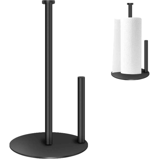 Soporte para Toallas de Papel, Acero Inoxidable Soporte para Papel de Baño, Porta Rollos Papel de Cocina, para organizar Rollos, para Encimera (Negro)