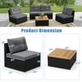thumbnail image 3 of Costway 5 Piece Outdoor Furniture Set with Seat & Back Cushions Acacia Wood Tabletop Gray, 3 of 10