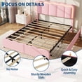 thumbnail image 4 of Queen Size Bed Frame with 2 Drawers and LED Lighting – Upholstered Platform Bed with Adjustable Headboard, Wooden Slat Support, No Box Spring Needed, Pink, 4 of 7
