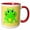 Red/White, variant on 3drose, Image of Big Lime Green Frog on Yellow Dots, 11oz Magic Transforming Mug