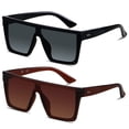 thumbnail image 1 of LYZOIT Gafas de sol cuadradas de gran tamaño para mujeres y hombres, grandes y planas, protección de moda, gran protección UV, sin montura, 1 of 1