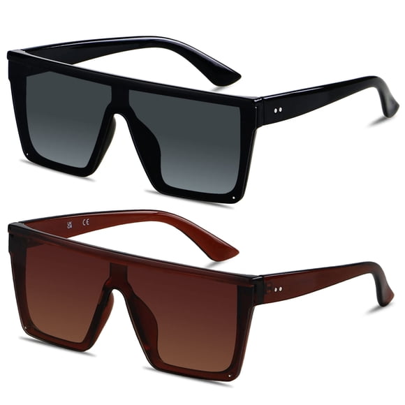 LYZOIT Gafas de sol cuadradas de gran tamaño para mujeres y hombres, grandes y planas, protección de moda, gran protección UV, sin montura
