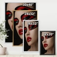 thumbnail image 4 of Designart 'Red Lips Black Makeup On The Eyes of Mask Girl' Modern Framed Canvas Wall Art Print, 4 of 5