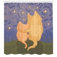 thumbnail image 3 of Ambesonne Animal Shower Curtain, Cat and Dog on Hill, 69"Wx70"L, Multicolor, 3 of 3