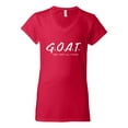 thumbnail image 2 of Wild Bobby Goat God Over All Things Inspirational/Christian Women Standard V-Neck Tee, Red, Small, 2 of 6