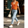 thumbnail image 5 of Women V Neck Sweater Vest Sleeveless Knit Solid Casual Ribbed Preppy Pullover Tops, 5 of 7