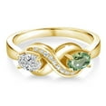 thumbnail image 2 of Gem Stone King 18K Yellow Gold Plated Silver Lab Grown Diamond and Green Sapphire and White Created Sapphire Infinity Promise Ring for Women | 1.04 Cttw | Oval 6X4MM | Gemstone Birthstone | Size 7, 2 of 5