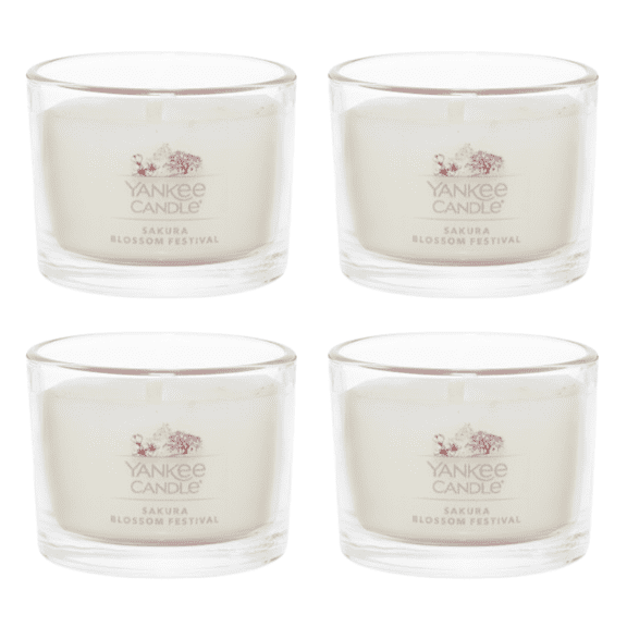 Yankee Candle Sakura Blossom Festival Signature Votive Mini Candle Glass Jar, 1.3 oz (Pack of 4)