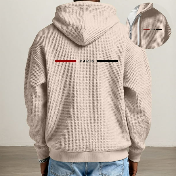 MHFRRA Sudadera con Capucha, Suave, Cómoda, para Uso Informal Al Aire Libre, Ligera, Deportiva, con Cremallera Beige