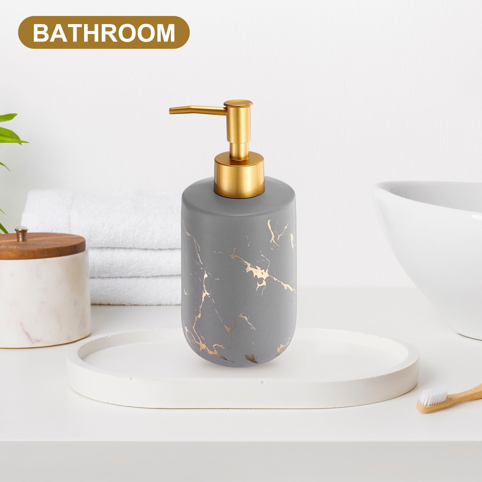 Unique Bargains Soap Dispenser for Kitchen Sink and Bathroom with Pump Gray