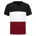 thumbnail image 4 of ZCFZJW Mens Polo Shirts Casual Summer Short Sleeve Striped Color Block Print Button Henley Tops Loose Lightweight Regular Fit Comfy Basic Tees Shirt Red XL, 4 of 6