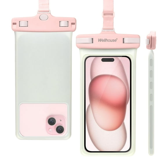 Funda impermeable para teléfono Wellhouse IPX8 de 7 pulgadas, color rosa luminoso