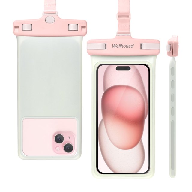 Funda impermeable para teléfono Wellhouse IPX8 de 7 pulgadas, color rosa luminoso