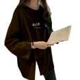 thumbnail image 4 of Camiseta de manga larga con diseño holgado y abertura en el estilo otoñal de moda para mujer, largo medio, 4 of 6