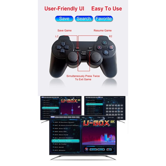 TFixol M8 Retro Gaming Console with 2.4G Wireless Controller, 64GB Preloaded Games, HD Arcade PS1 Emulator, Multi-Language Support, and Expandable TF Card Slot for Classic Home Entertainment