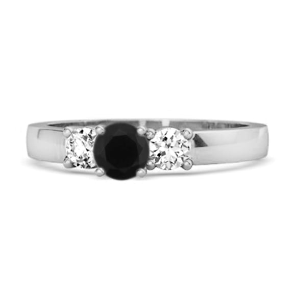 Tri Round Stone 0.10 Ctw Black Spinel 925 Sterling Silver Mystery Women Valentines Day Gifts Ring