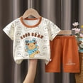 thumbnail image 2 of Nwiuh Toddler Newborn Baby Boy Outfit Short Sleeve Tops Pants Clothes Set Infant Boys Summer Winter 2PCS(Brown, 5-6 Years), 2 of 5